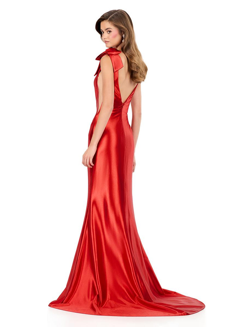 ASHLEYlauren Jersey V-Neck Prom Dress 12286