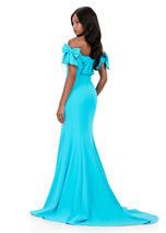 ASHLEYlauren Off Shoulder Fitted Scuba Prom Dress 12288