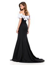 ASHLEYlauren Off Shoulder Fitted Scuba Prom Dress 12288