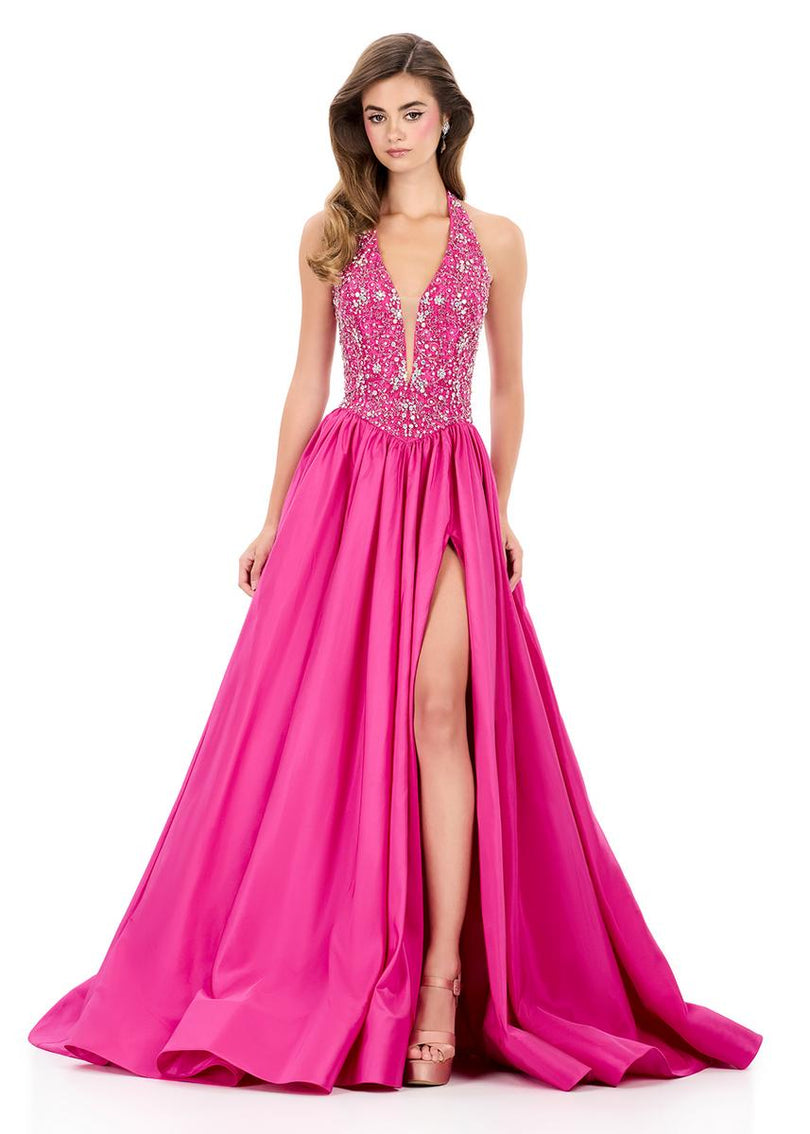 ASHLEYlauren Taffeta Halter Pageant Dress 12299