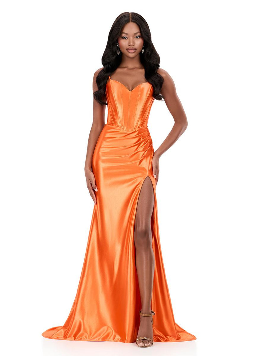 orange corset prom dress Orange Beaded Corset Bodice Prom Dress 23216