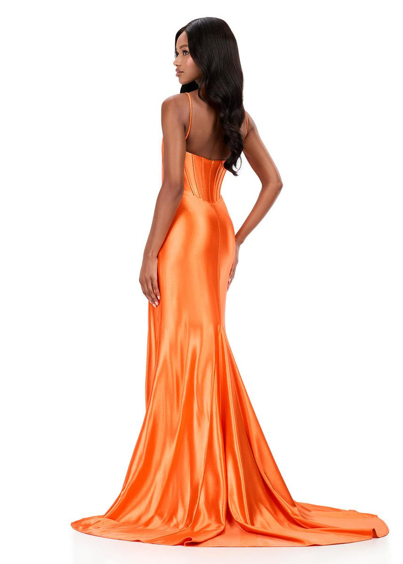 strapless open back dress ASHLEYlauren Tight Ruched Corset Prom Dress 12303