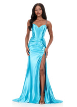 ASHLEYlauren Tight Ruched Corset Prom Dress 12303