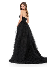 ASHLEYlauren Strapless Crinkle Ball Gown Prom Dress 12306