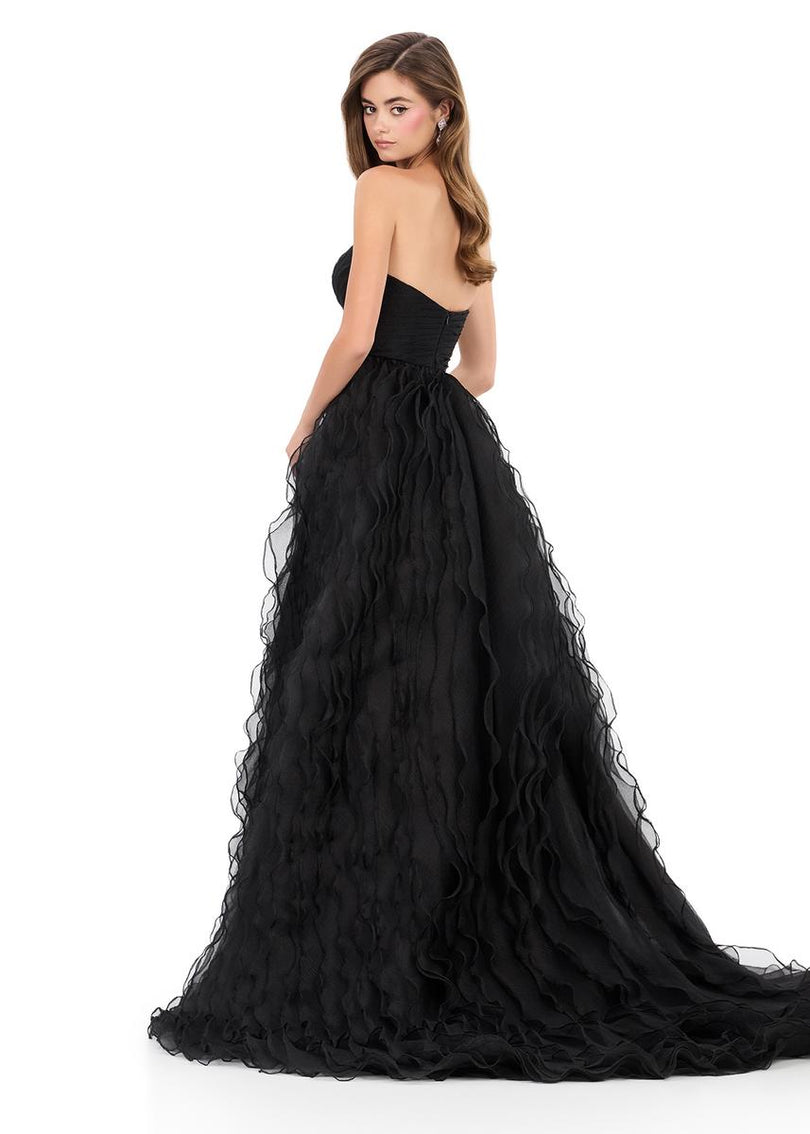 ASHLEYlauren Strapless Crinkle Ball Gown Prom Dress 12306