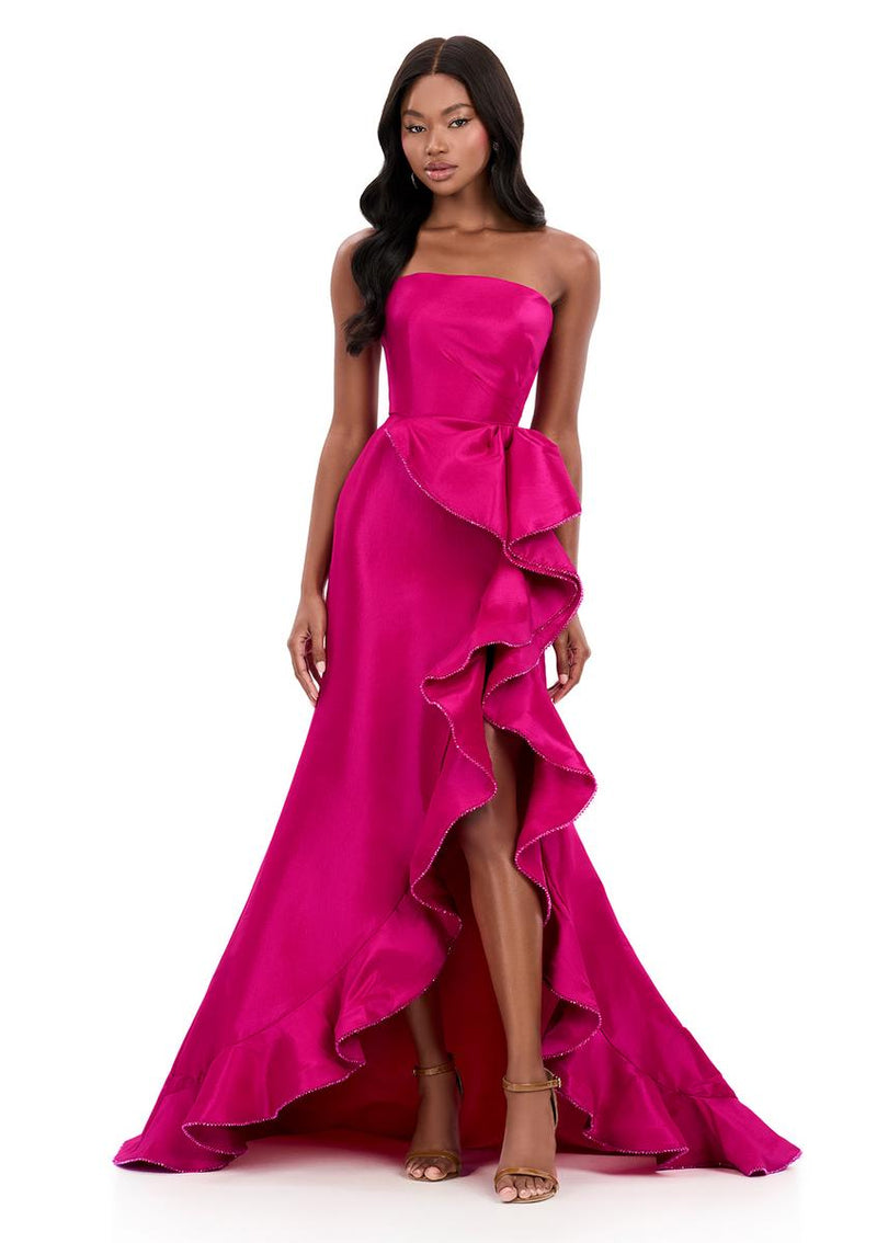 ASHLEYlauren Taffeta Ruffle Prom Dress 12309