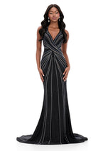 ASHLEYlauren Hot Stone Halter Prom Dress 12327