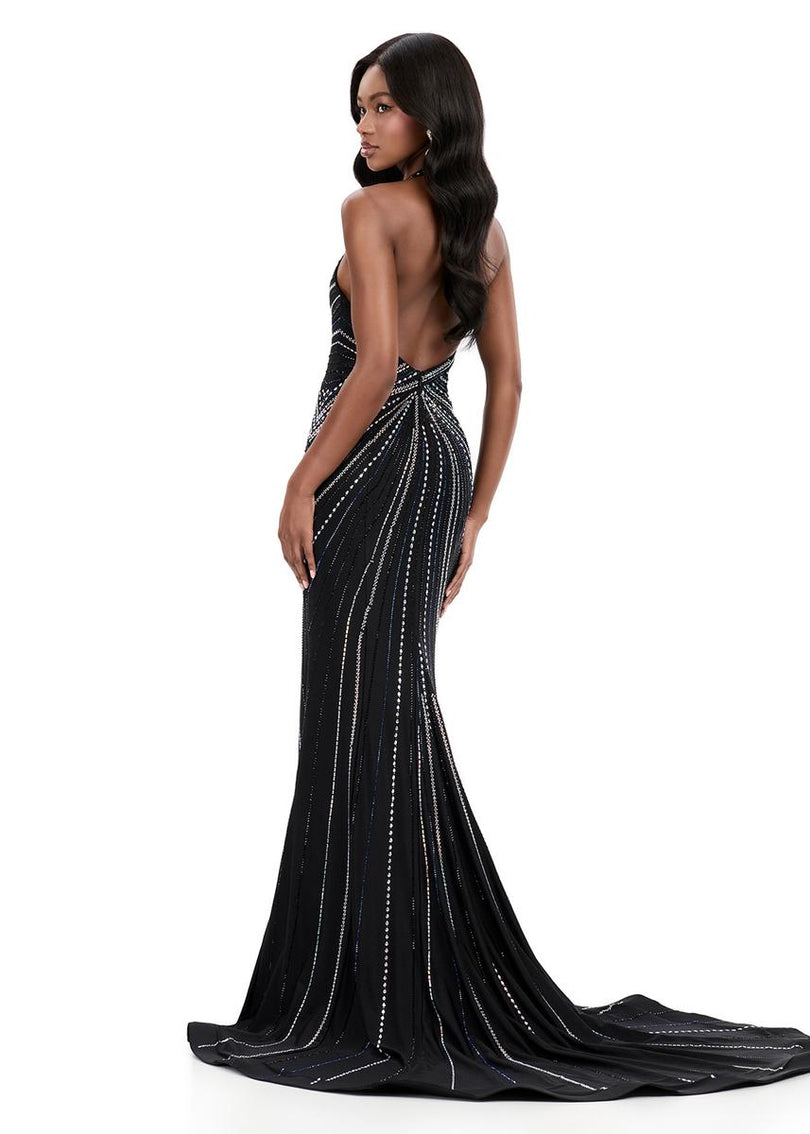 ASHLEYlauren Hot Stone Halter Prom Dress 12327