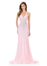 ASHLEYlauren Hot Stone Halter Prom Dress 12327