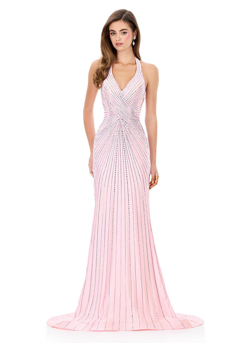ASHLEYlauren Hot Stone Halter Prom Dress 12327
