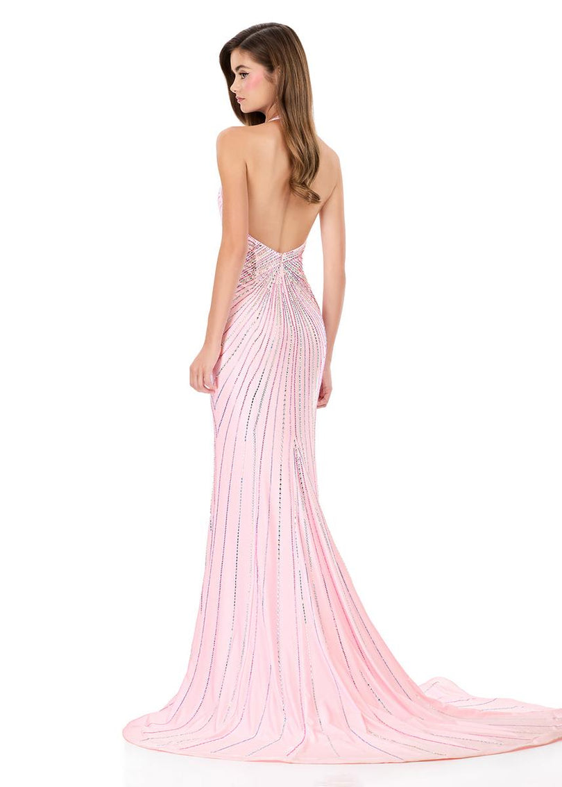 ASHLEYlauren Hot Stone Halter Prom Dress 12327