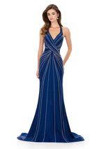 ASHLEYlauren Hot Stone Halter Prom Dress 12327