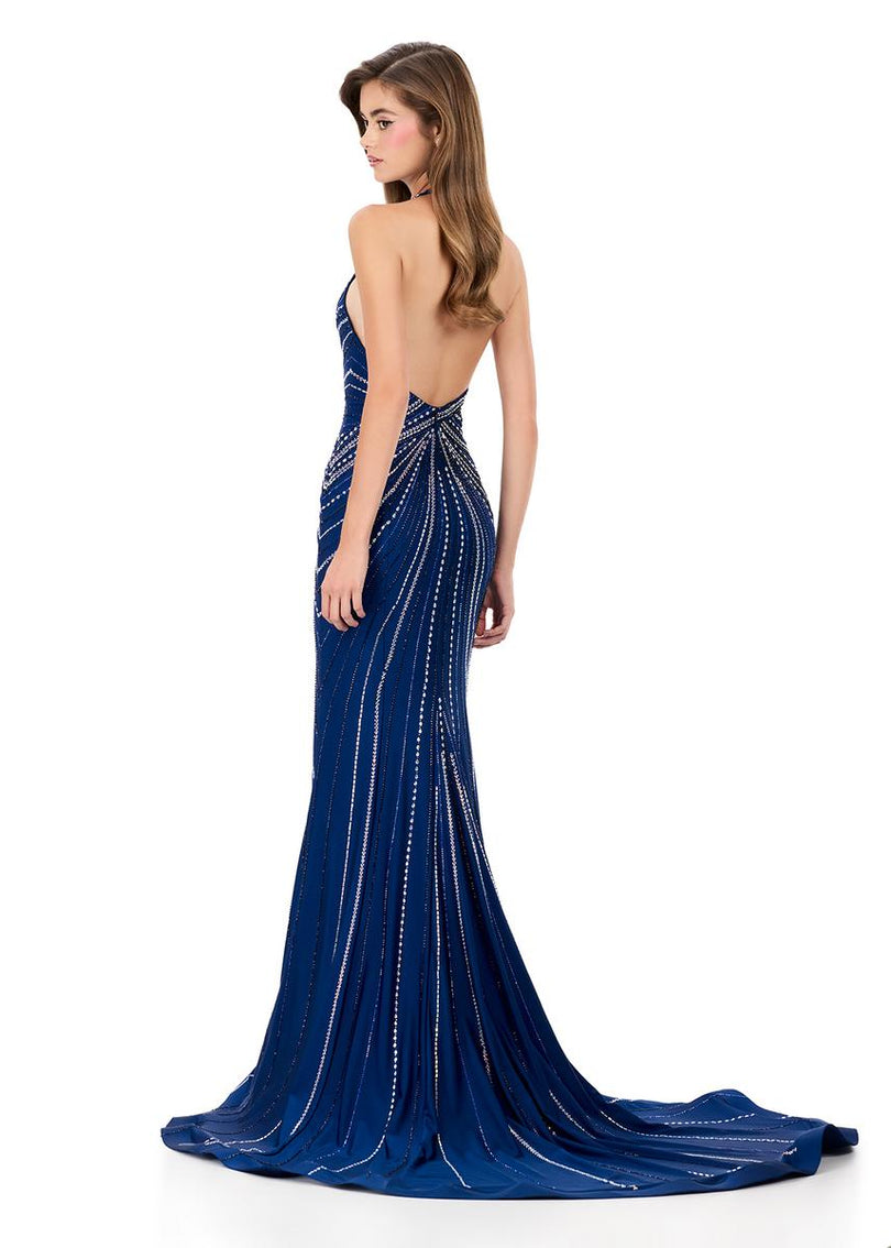 ASHLEYlauren Hot Stone Halter Prom Dress 12327
