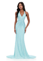 ASHLEYlauren Hot Stone Halter Prom Dress 12327