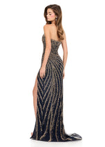 ASHLEYlauren Beaded Strapless Prom Dress 12328