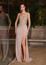 ASHLEYlauren Beaded Corset Prom Dress 12329