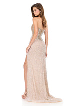 ASHLEYlauren Beaded Corset Prom Dress 12329