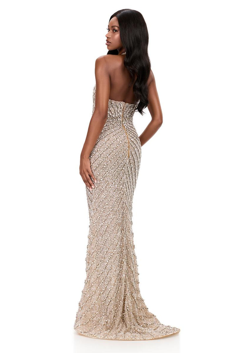ASHLEYlauren Plunging High Slit Prom Dress 12331