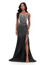 ASHLEYlauren Beaded Corset Prom Dress 12356