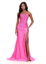 ASHLEYlauren Beaded Corset Prom Dress 12356