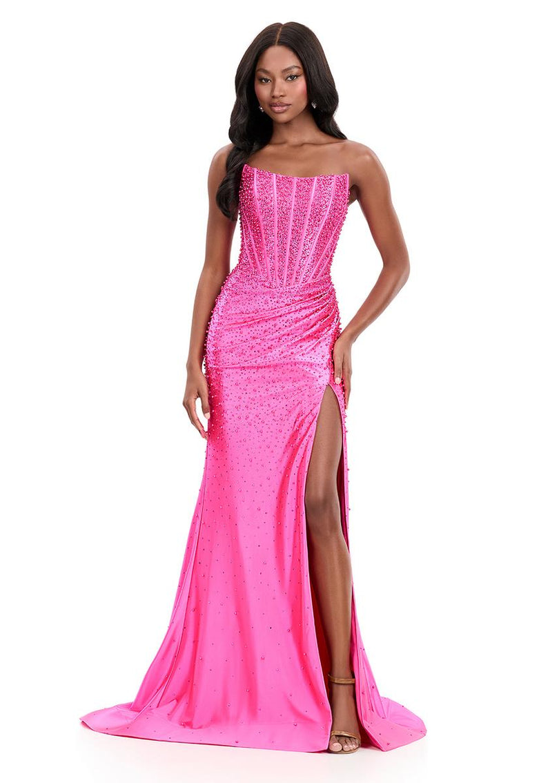 ASHLEYlauren Beaded Corset Prom Dress 12356