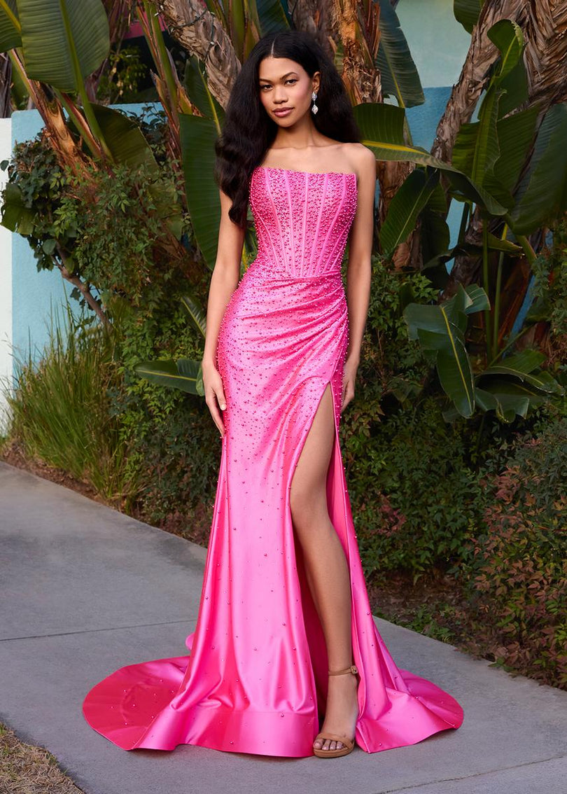 ASHLEYlauren Beaded Corset Prom Dress 12356