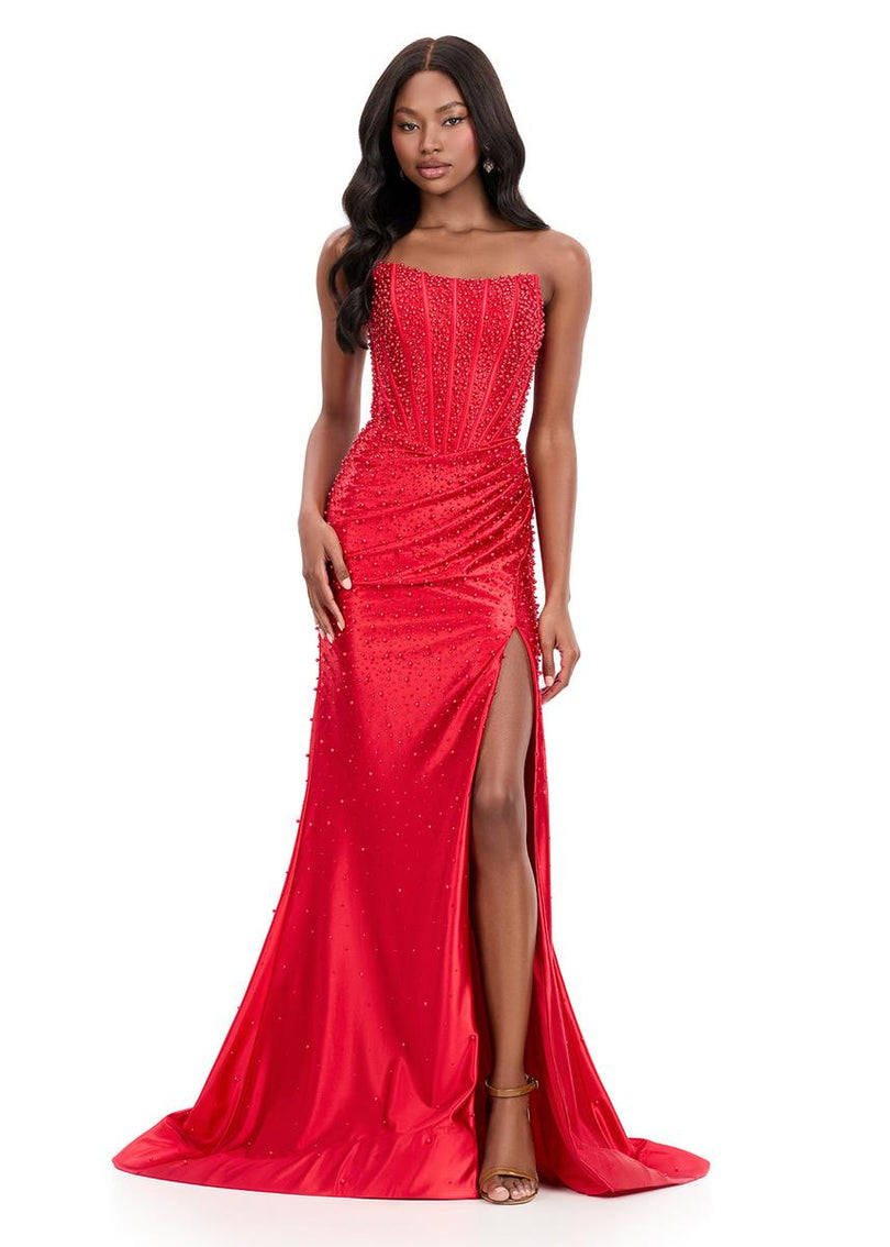 ASHLEYlauren Beaded Corset Prom Dress 12356