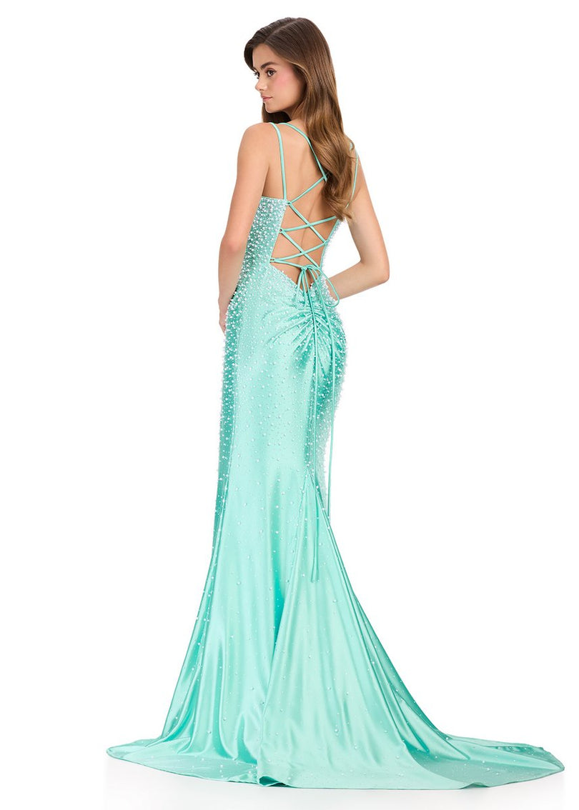 ASHLEYlauren Lace-up Open Back Prom Dress 12357