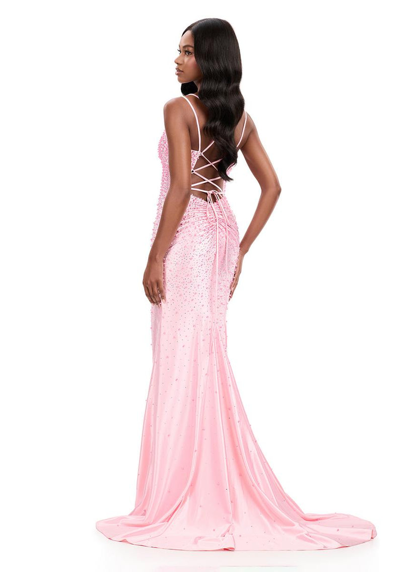 ASHLEYlauren Lace-up Open Back Prom Dress 12357