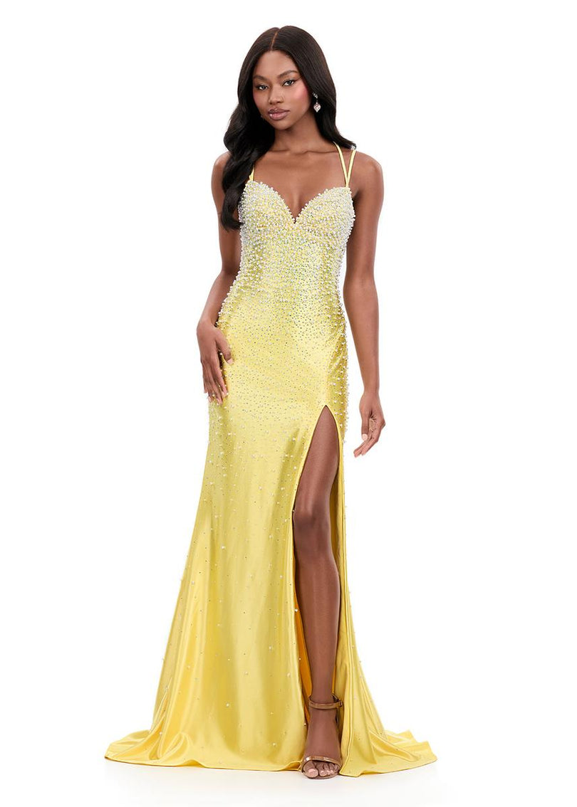 ASHLEYlauren Lace-up Open Back Prom Dress 12357