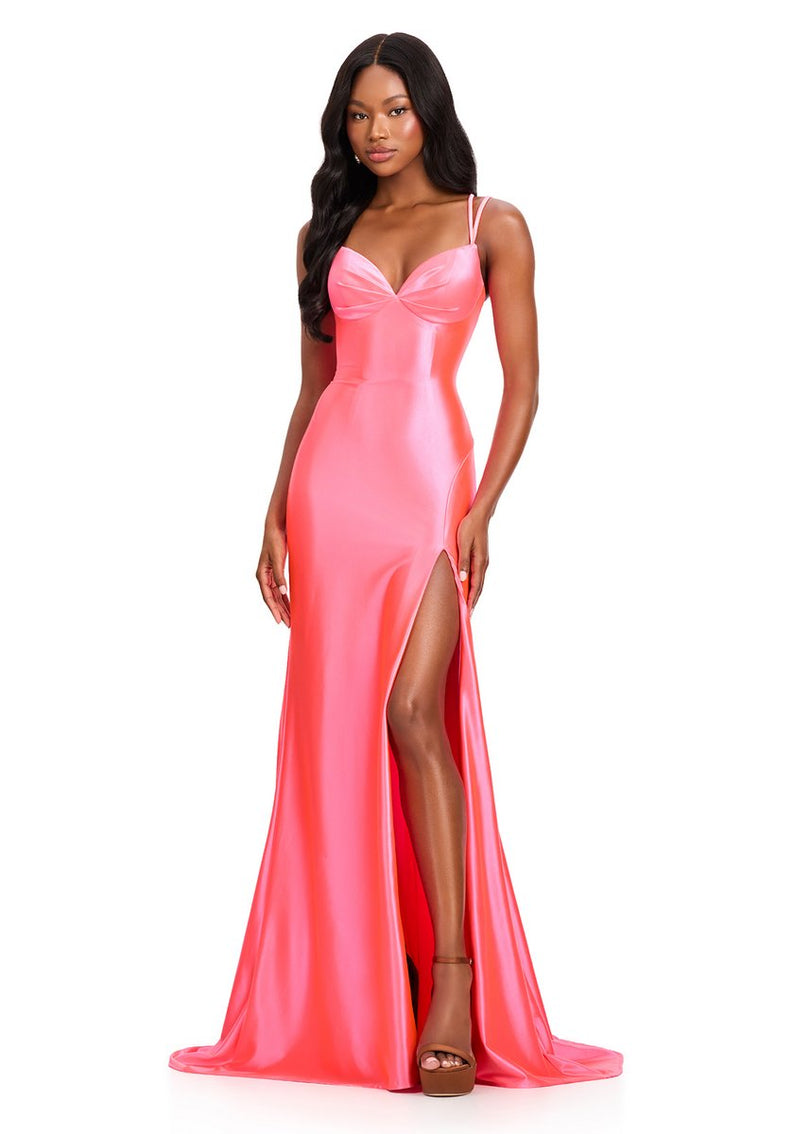 ASHLEYlauren Simple Fitted Jersey Prom Dress 12417