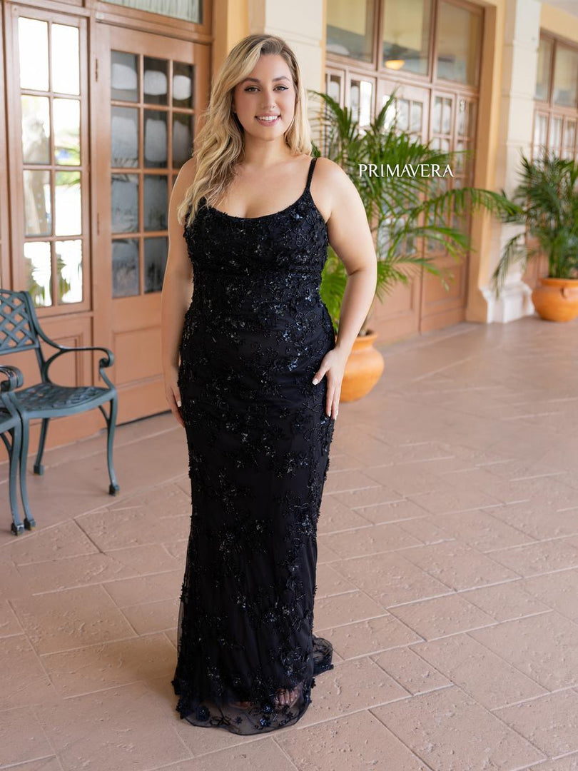 Primavera Plus Size 3D Floral Beaded Prom Dress 14050 Primavera Plus Size 3D Floral Beaded Prom Dress 14050