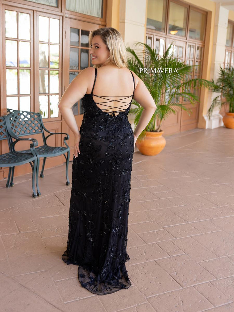 Primavera Plus Size 3D Floral Beaded Prom Dress 14050 Primavera Plus Size 3D Floral Beaded Prom Dress 14050
