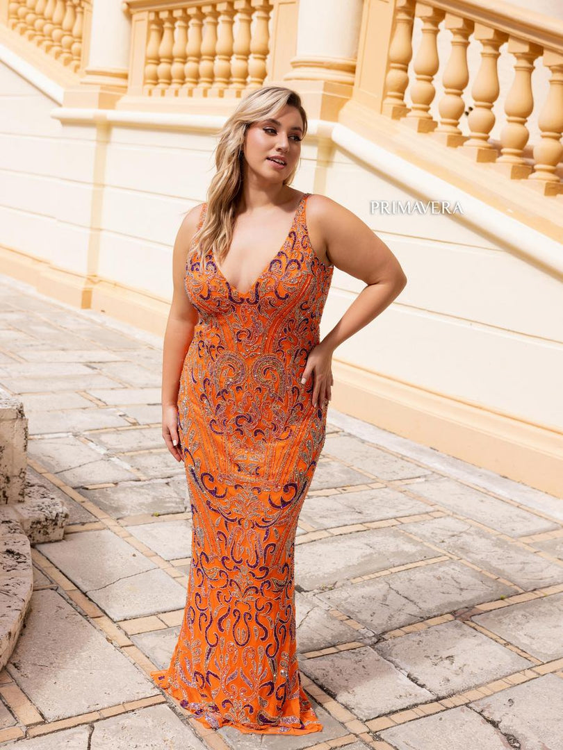 curvy prom dresses LaDivine 7489C Formal Curvy Long Plus Size Prom Dress The Dress Outlet