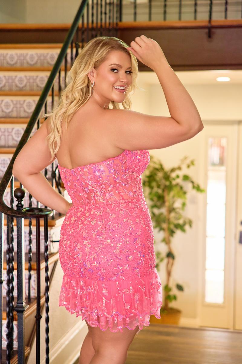 Curvy by Primavera Ruffle Hem HoCo Dress 14089