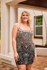 Curvy by Primavera Beaded Multi HoCo Dress 14090