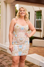 Curvy by Primavera Beaded Multi HoCo Dress 14090
