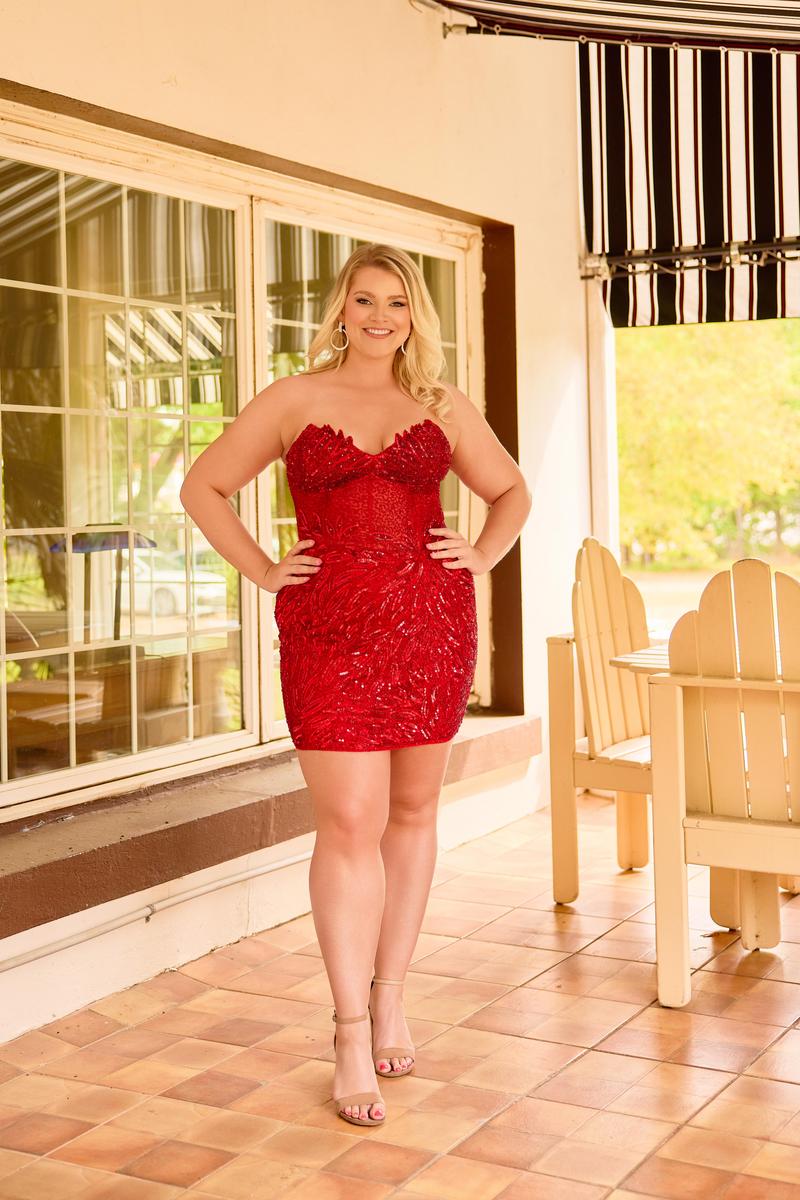 Curvy by Primavera Tight Illusion HoCo Dress 14091