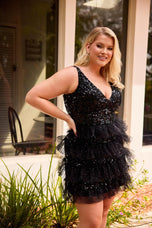 Curvy by Primavera Sequin Ruffle HoCo Dress 14092