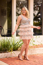 Curvy by Primavera Sequin Ruffle HoCo Dress 14092