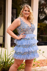 Curvy by Primavera Sequin Ruffle HoCo Dress 14092