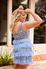 Curvy by Primavera Sequin Ruffle HoCo Dress 14092