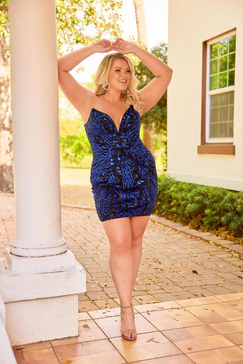 Curvy by Primavera Strapless Sequin HoCo Dress 14099