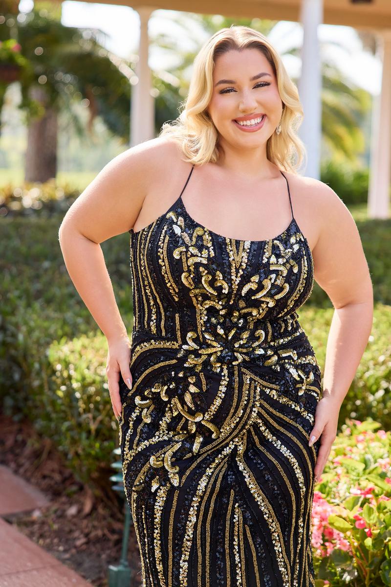 Curvy by Primavera Swirl Beadwork Fitted Prom Dress 14101 Curvy by Primavera Swirl Beadwork Fitted Prom Dress 14101