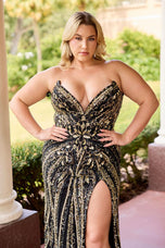 Curvy by Primavera Cateye Strapless Fitted Prom Dress 14103