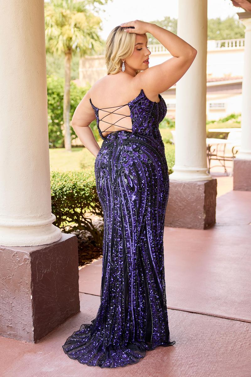 Curvy by Primavera Cateye Strapless Fitted Prom Dress 14103