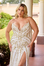 Curvy by Primavera Cateye Strapless Fitted Prom Dress 14103