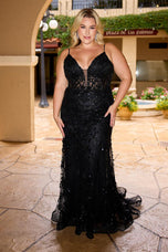 Curvy by Primavera Illusion Corset Prom Dress 14106
