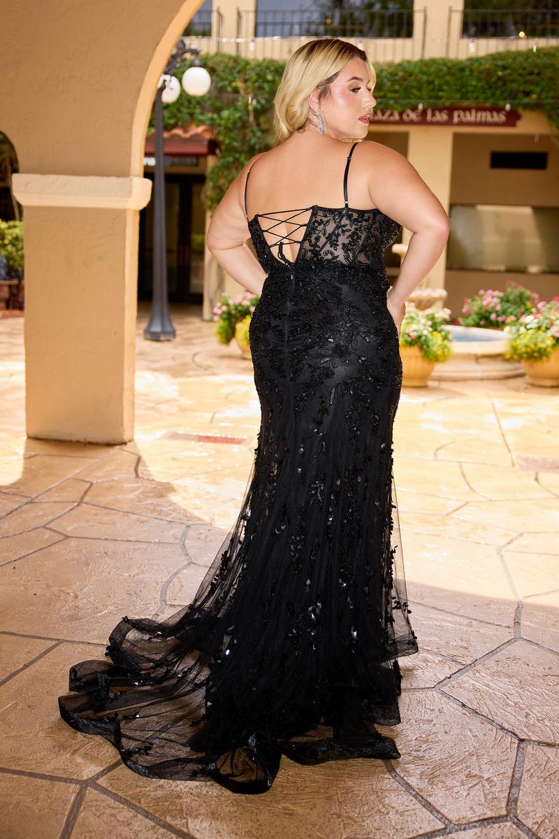 Curvy by Primavera Illusion Corset Prom Dress 14106