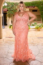 Curvy by Primavera Illusion Corset Prom Dress 14106